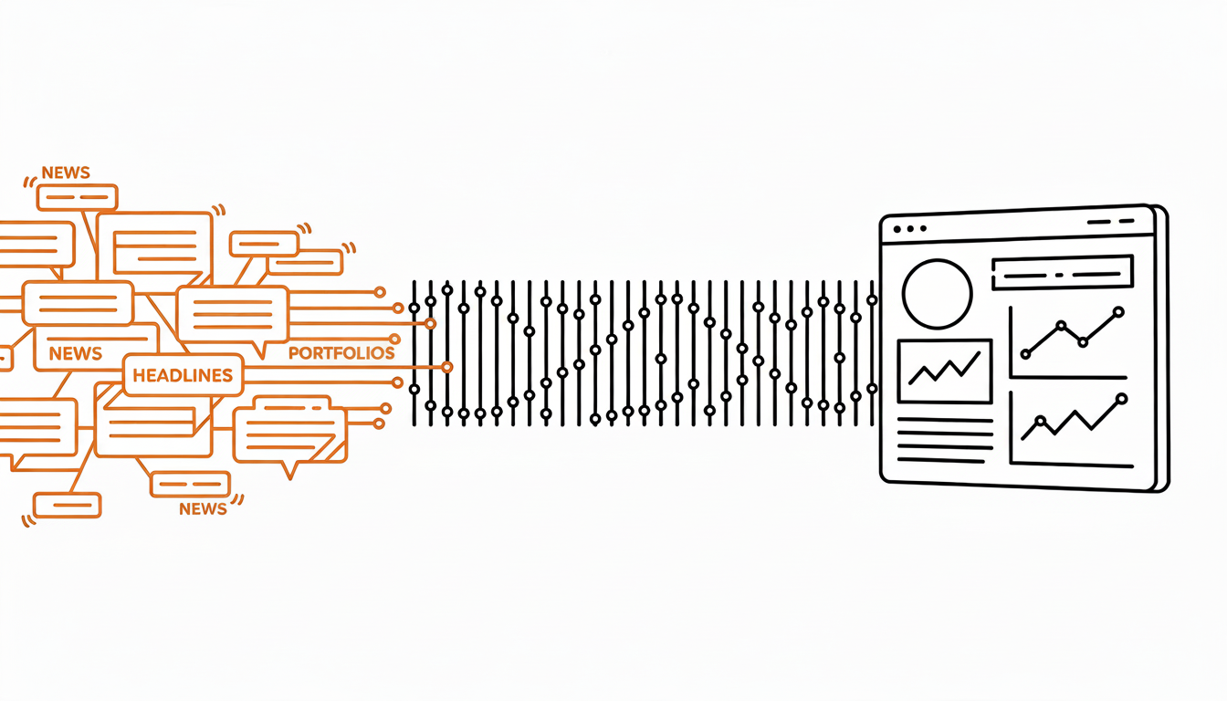 Headlines flowing into portfolio clarity illustration